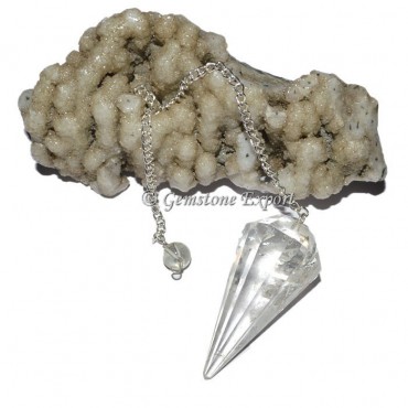 Crystal Quartz Brazilian 12 Faceted Pendulum