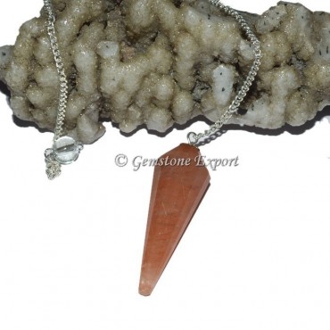 Peach Golden Quartz 12 Faceted Pendulum