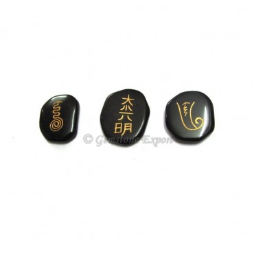 Reiki Master Black Unshape Agate Set