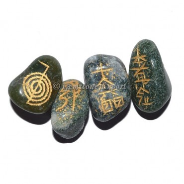 Moss Agate Usai Reiki Tumbled Set