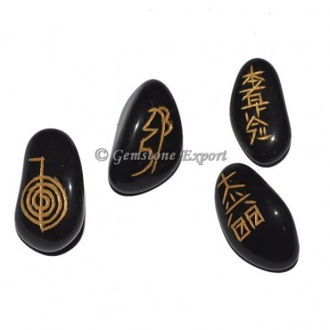 Black Agate Usai Reiki Tumbled Set