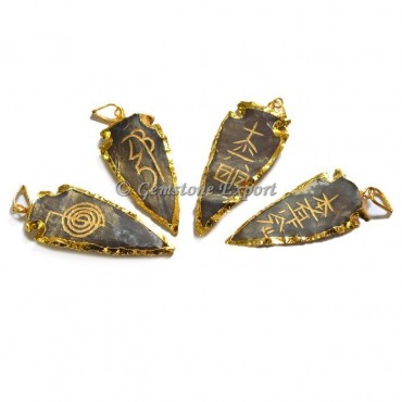 Agate Arrowheads Reiki Set Pendants