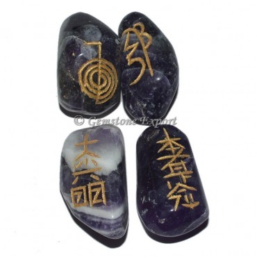 African Amethyst Usai Reiki Tumbled Set