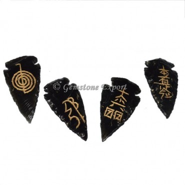 Black Obsidian Arrowheads Reiki Set