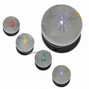 Crystal Quartz Usui Reiki Colorfull Ball Set