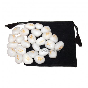 White Agate Rune Set