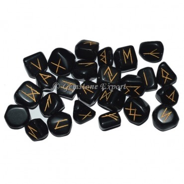 Black Tourmaline Rune Divination Set