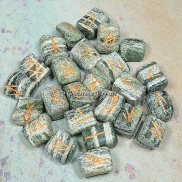 Green Zebra Jasper Rune Divination Set