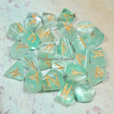 Green Fluorite Rune Divination Set