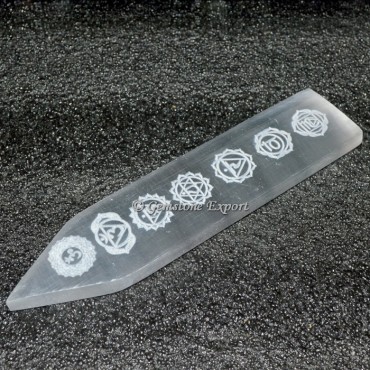 Yoga Chakra Selenite Engraved Massage Wand