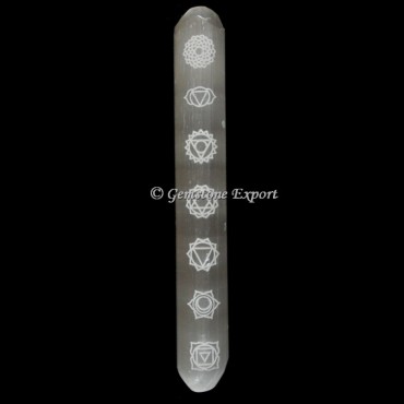 Selenite Engraved Chakra Wand