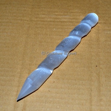 Singled Pointed Selenite Spiral Wand