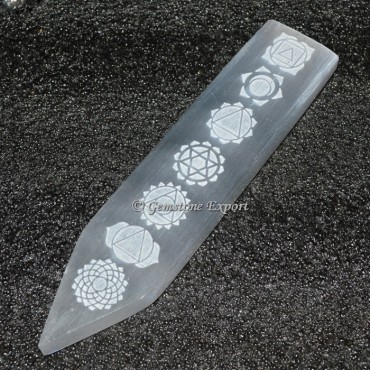 Selenite Chakra Engraved Massage Wand