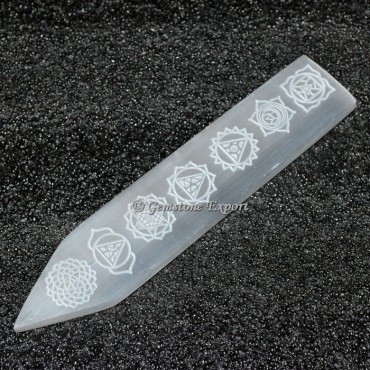 Selenite Spritual Chakra Engraved Massage Wand