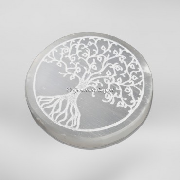 Hand Made Tree Of Life Selenite Charging Plate