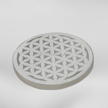 Flower Of Life Full Selenite Charging Plate