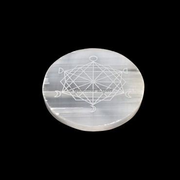 Selenite Plate With Phases of Moon Engraved