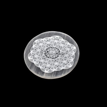 Charging Selenite Plate With Flower Of Life Engraved