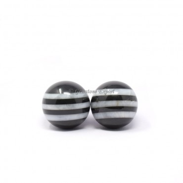 Black and White Agate Bonded Striped Spheres