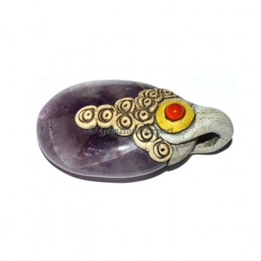 Amethyst Oval Tibetan Pendants