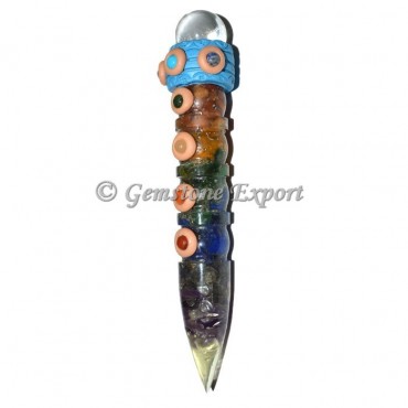 Carved Seven Chakra Stone Tibetan Healing Wands