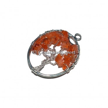 Carnelian Silver Tree Of Life Pendants