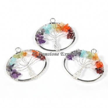 Round Tree Of Life Silver Pendants