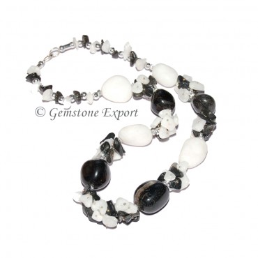 White & Black Agate Fashion Necklace