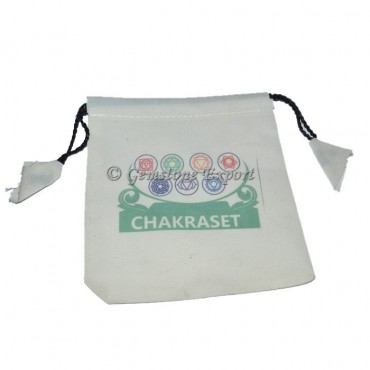 Seven Chakra Printed White Velvet Pouch