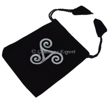 Triple Spiral Printed Black Pouch