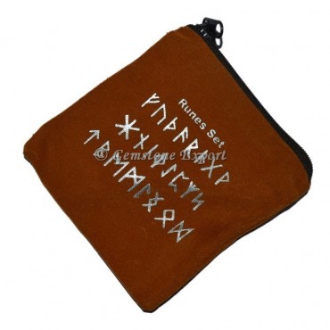 Runes Symbol Printed Brown Pouch