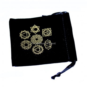 Seven Chakra Symbols Golden Printed Pouch