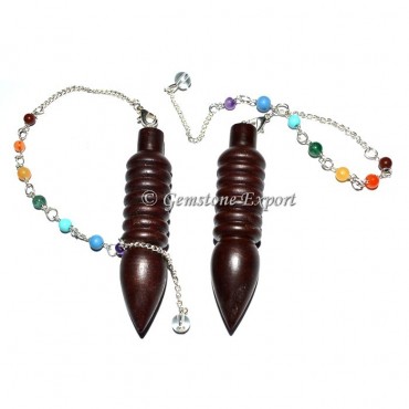 Spiral RoseWood 7 Chakra Pendulum