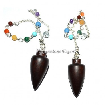 Seven Chakra Drop Rose Wood Pendulum