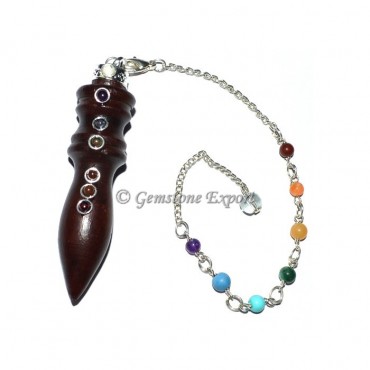 Seven Chakra Layer Rosewood Pendulums