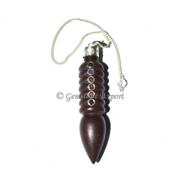 Spiral RoseWood Seven Chakra Pendulum