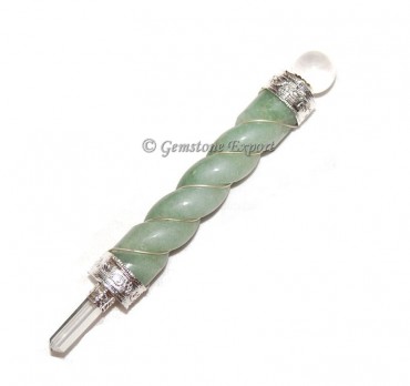 Green Jade Twisted Healing Wands