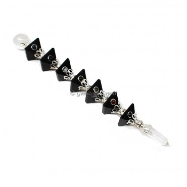 Black Agate Pyramids Wand