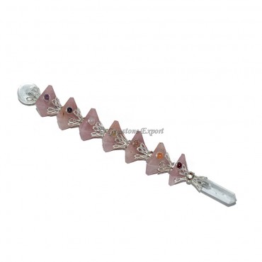 Rose Quartz Seven Chakra Pyramid Healing Wands