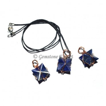 Lapis Lazuli Wire Wrapped Merkaba Star Pendants