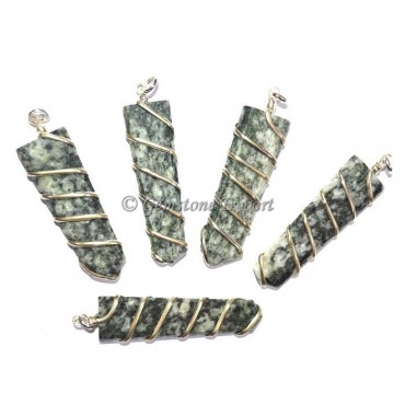 Zebra Agate Flat Pencil Wire Wrap Pendant