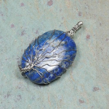 Lapis Lazuli Wire Tree Wrapped Pendant