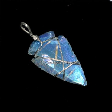 Opalite Arrowheads Wire Wrap Pendant