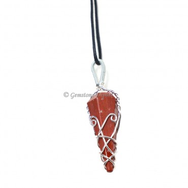 Red Jasper Six Faceted Wire Wrap Pendant