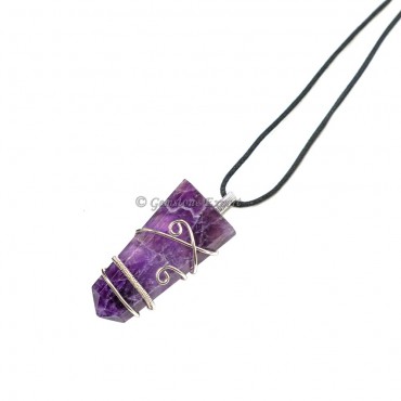 Amethyst Flat Pencil Wire Wrap Pendant