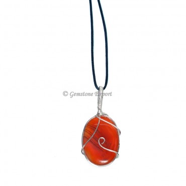 Red Carnelian Wire Wraped Pendant