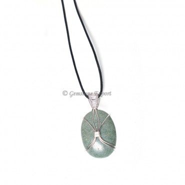 Grey Aventurine Wire WrapPendant