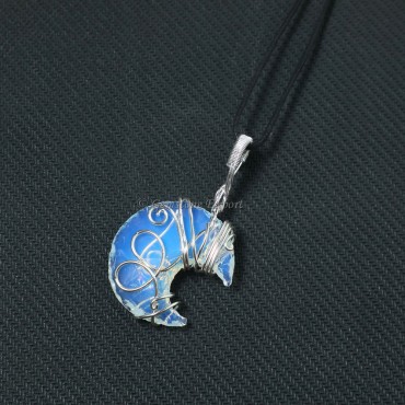 Opalite Moon Wire Wrap Pendant