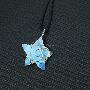 Opalite Star Wire Wrap Pendant