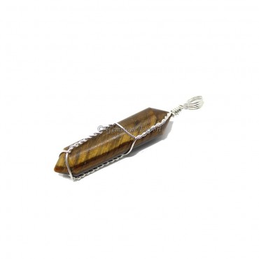 Tiger Eye Wire Wraped Pencil Pendant